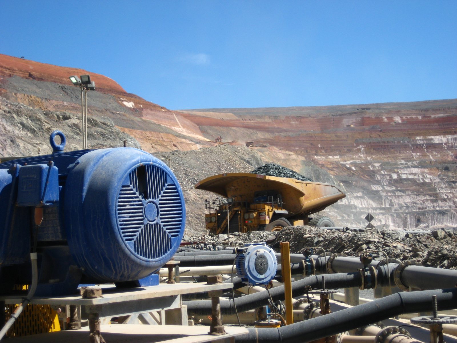 Open-pit mine with terraced benches